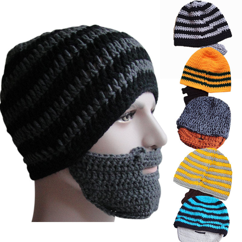 Men Knit Crochet Beard Hat - The ShopCircuit